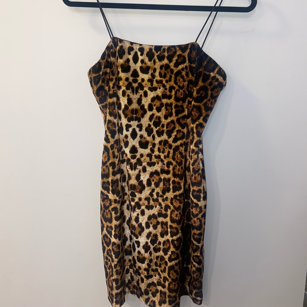 Suede leopard print mini dress from Aqua size M